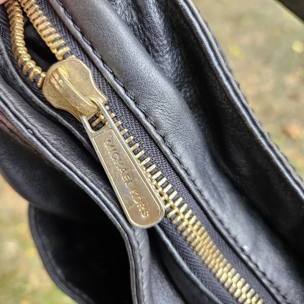 Michael Kors black leather hobo bag